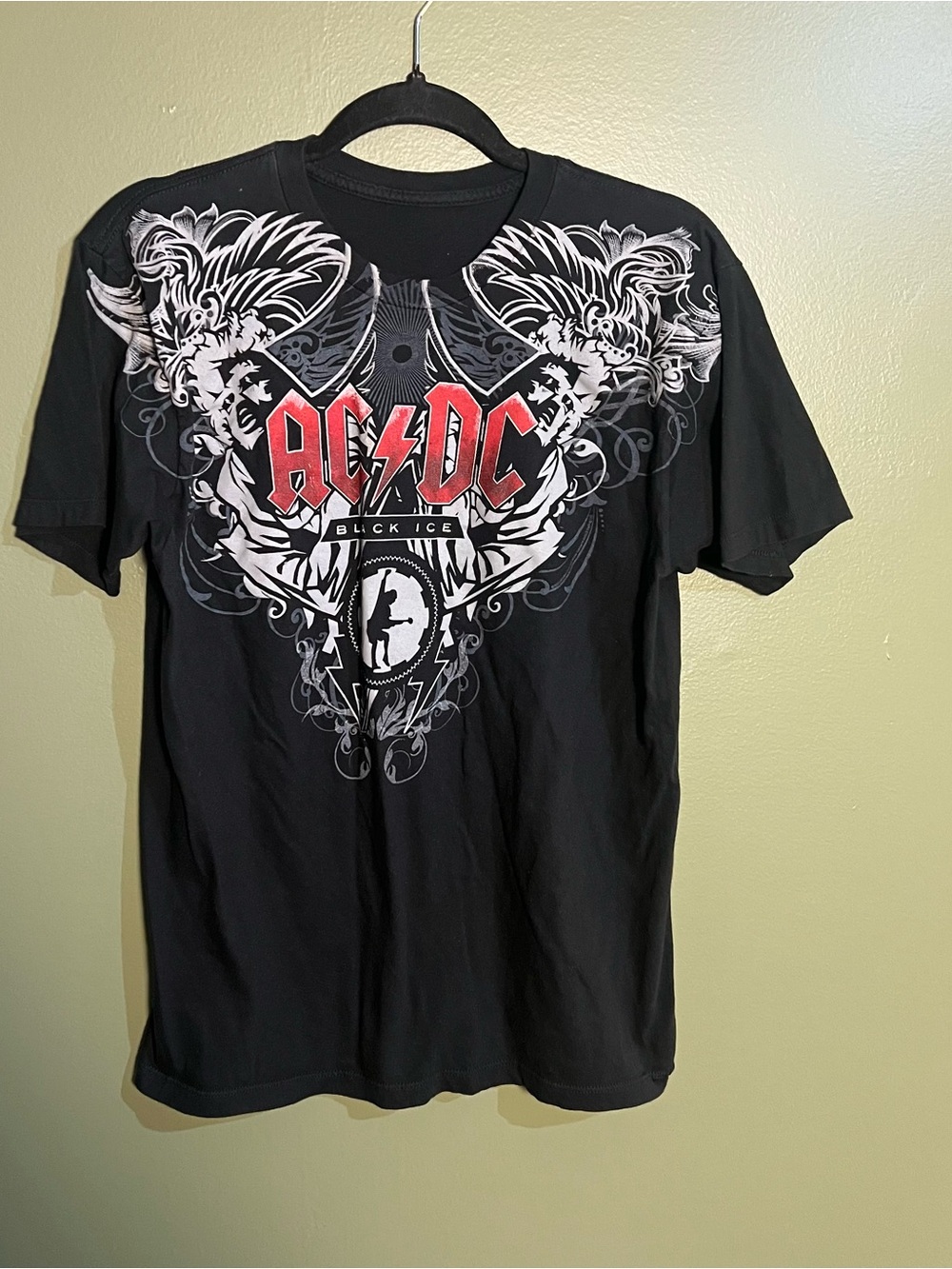 AC/DC Black Tee with Red Logo and White Graphic